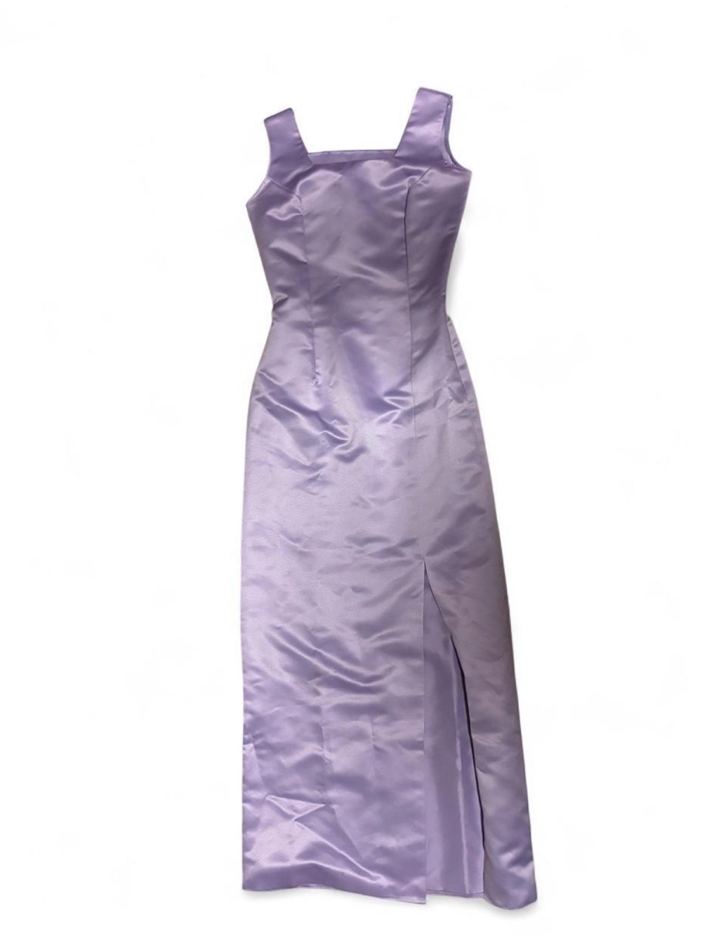 Vintage Lavender Square-Neck Evening Dress